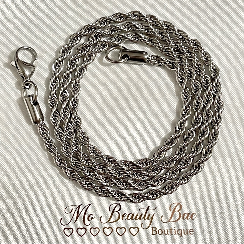 Silver Rope Chain Necklace